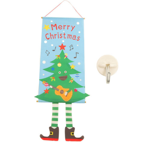 Eosnow Weihnachtsflaggen-Baumschmuck aus Bambus und Stoff, Hängeschild für die Haustür