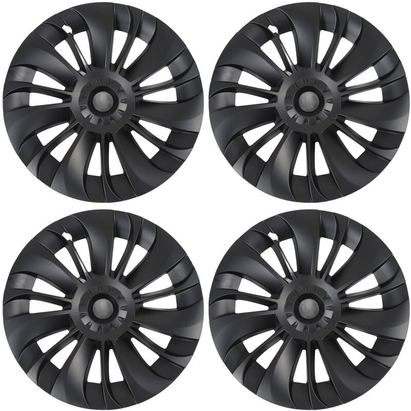 Enjoliveurs Roue Tesla Model y - 4 Pièces Noir Mat - Protection Jantes Durables - Anti-rayures & Résistants à l'Usure - Compatible Modèle y 2020-2023