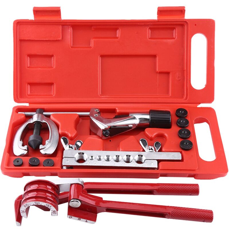 Kit d'évasement de tuyaux, Kit d'évasement de réparation de tubes de carburant de frein avec ensemble d'outils de pliage de coupe 11 pièces - Eosnow