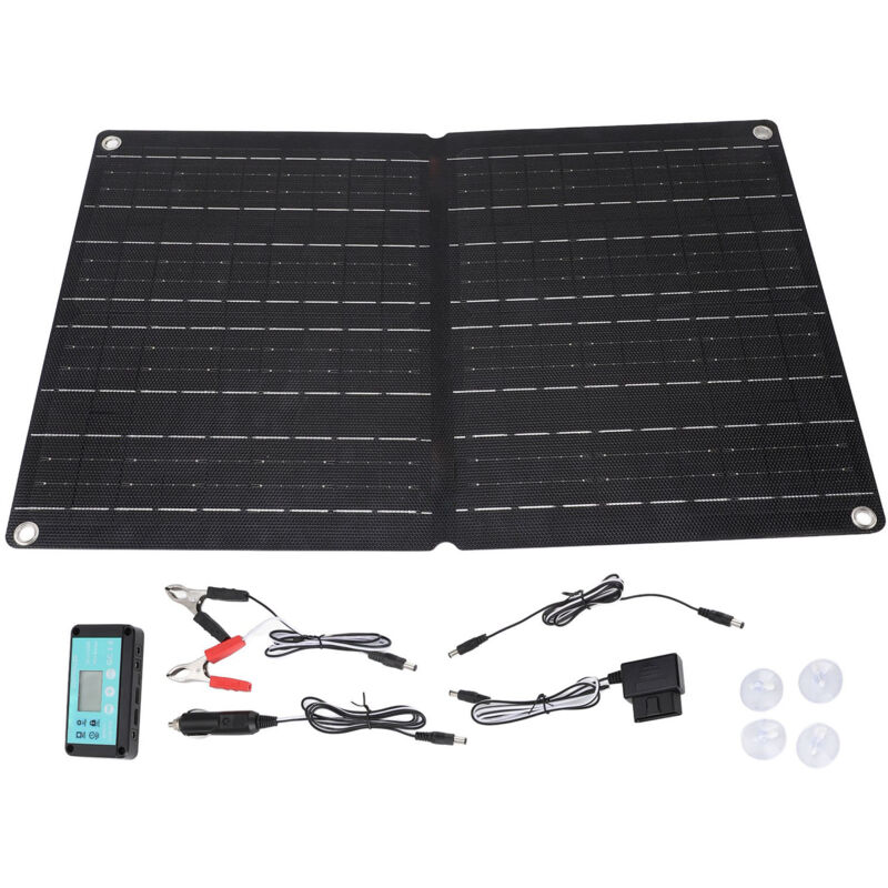 Panneau solaire pliable etfe avec contrôleur 60A, ensemble de prises obd 60W, double usb 12V, étanche IP68, pour téléphone, voiture, extérieur