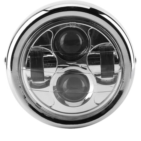 Eosnow,Phare de moto universel Vintage aluminium rétro LED phares ronds phare