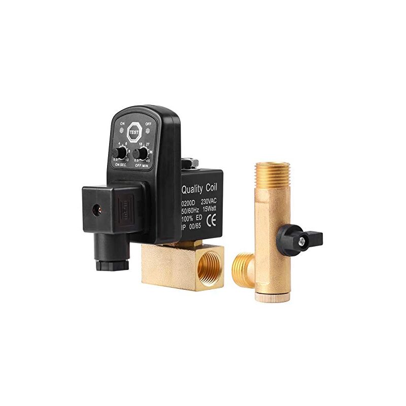 Vanne de vidange automatique G1/2 DN15, Soupape de vidange minutée électronique automatique pour la gestion des condensats de compresseur