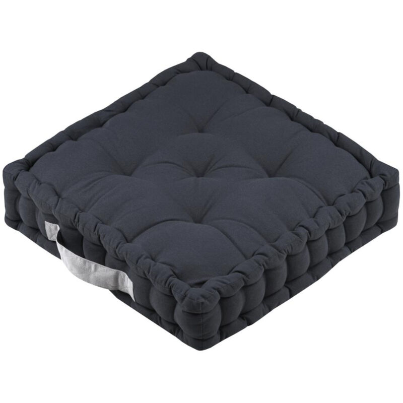 Epais coussin de sol en coton uni anthracite
