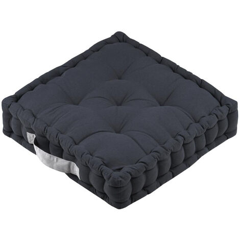 Epais coussin de sol en coton uni anthracite