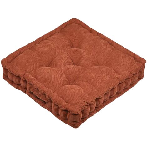 Épais coussin de sol en velours côtelé Dandy terracotta