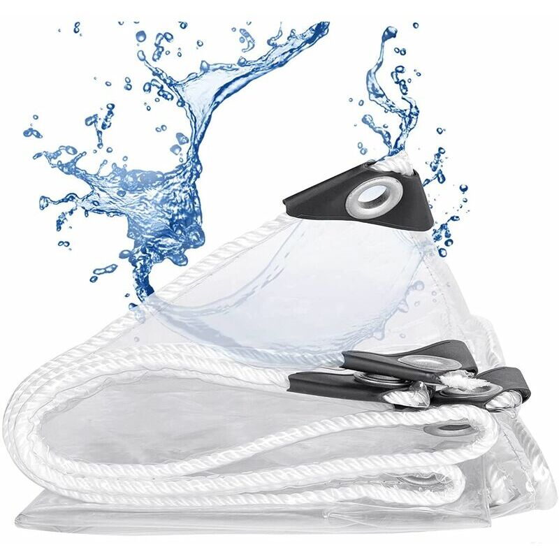 Linghhang - Epaisseur 0.5mm 1.2×2m) Bâche transparente, indéchirable, résistante à la pluie et au vent, avec œillets, couverture de protection