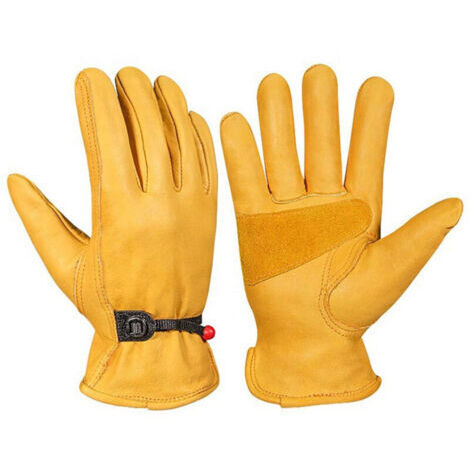 Épaississement Jaune (XL) - Gants de Jardinage pour Hommes/Femmes, Gants de Travail en Cuir de Vachette, Gants de Travail pour Jardin Anti-épines et Anti-Coupures