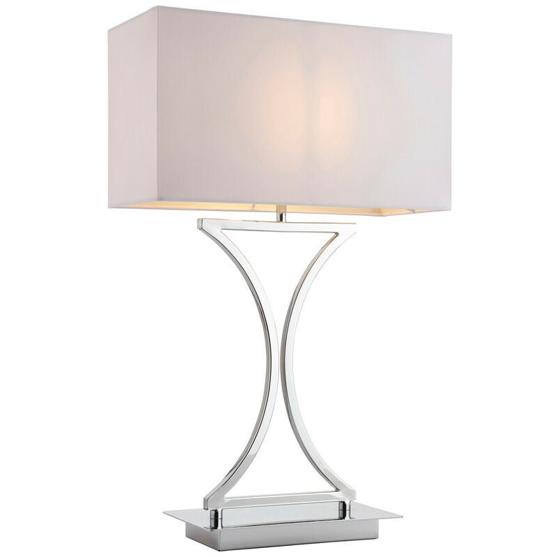 Epalle - Table Lamp Chrome, White Tc Fabric, E14 - Endon