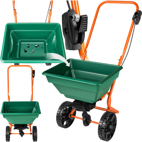 Tectake – Epandeur 25 L – Cuve en polypropylène – Grandes roues pour mobilité sur chemins – Épandage semences, engrais, sel de déneigement