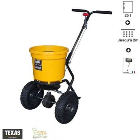 Epandeur centrifuge pour engrais gazon semence sel Texas CS2500