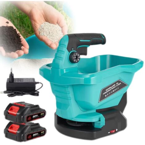 Épandeur de jardin électrique,6 vitesses，épandeur d'engrais 3,3L,adapté aux semences de gazon et de légumes,compatible avec les batteries Makita 18 V