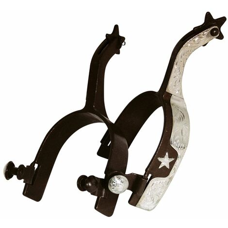 Éperons de ranger étoiles antiques avec roues interchangeables et inserts plaqués nickel-argent