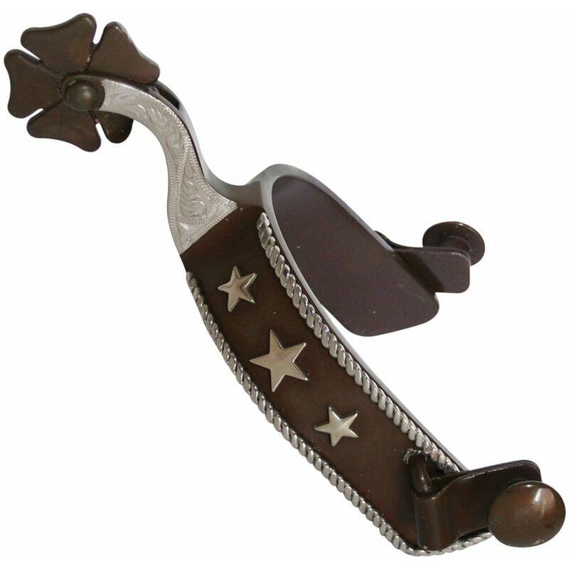 Perons occidentaux en fer bruni avec étoiles en maillechort et roues interchangeables