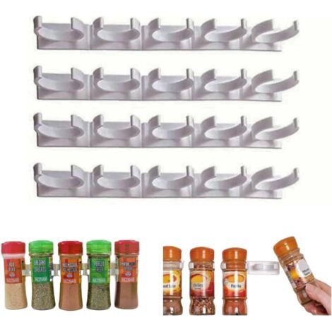 Épices de cuisine organisateur d'épices mural pots à étagère gadgets original murale pour armoires, Blanc, 4 tiras- 20 soportes