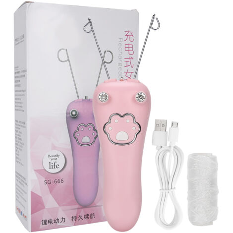 Épilateur à fil coton électrique - Outil d'épilation physique pour le corps - Rose