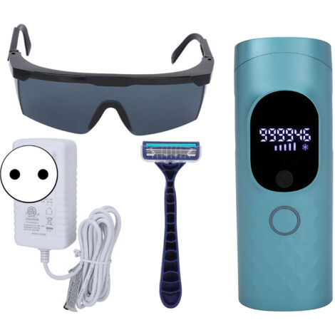 Épilateur à lumière pulsée (IPL) pour usage domestique, indolore et insensible à la glace, pour hommes et femmes, bleu, 110-240 V, prise secteur - AquaForge