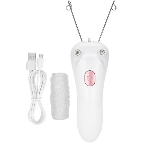 Épilateur électrique à fil de coton rechargeable par USB (avec câble USB et fil de coton) (rose)