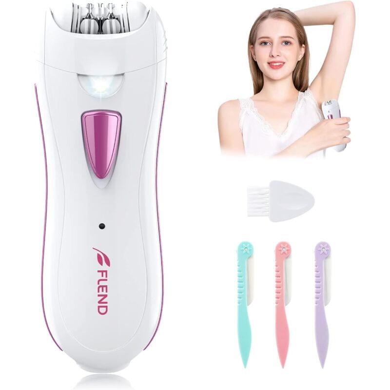 Épilateur électrique pour femme - Épilateur électrique pour femme - Épilateur pour le visage et le corps - Avec tondeuse à sourcils avec lumière LED