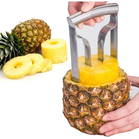 Éplucheur d'ananas, en acier inoxydable amélioré avec des lames plus épaisses, un outil de cuisine haut de gamme pour épépiner les ananas et couper les fruits.