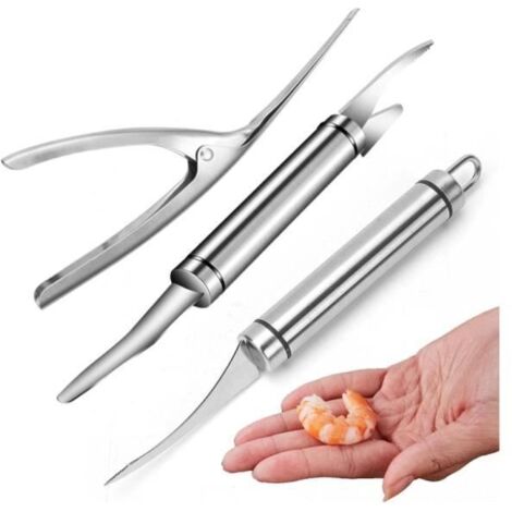 Éplucheur de crevettes - Multifonction - Acier inoxydable - 3 pièces - Compatible lave-vaisselle - Blanc