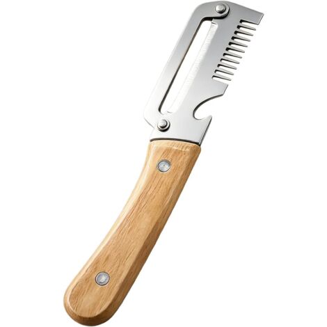 Éplucheur de légumes 3 en 1 – Lame inox large, poignée bois ergonomique, facile à utiliser, pour pommes de terre et carottes