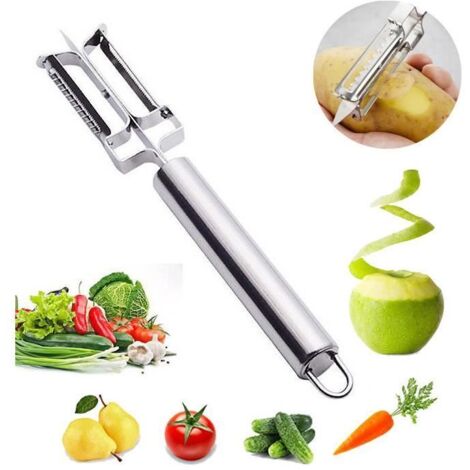 Éplucheur de Légumes - Multifonctionnel - Acier Inoxydable - Argent - 21.5cm - Compatible Lave-Vaisselle