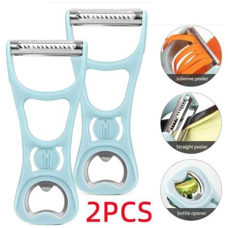 Éplucheur de Légumes - Multifonctionnel - Acier Inoxydable - Design Ergonomique - Couleur Bleu Clair