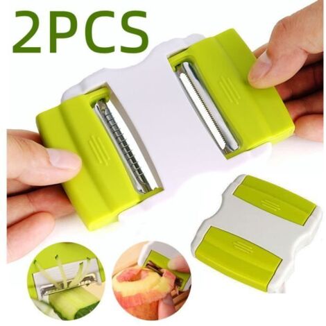 Éplucheur de légumes - Universel - Double Face Rotatif - Acier inoxydable - Vert et blanc - Multifonctionnel