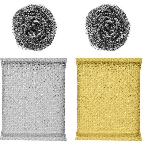 éponge à récurer en acier 2 pièces éponge à récurer Non rayées, serviettes en acier pour marmite, poêle pour hotte à vaisselle 2 pièces