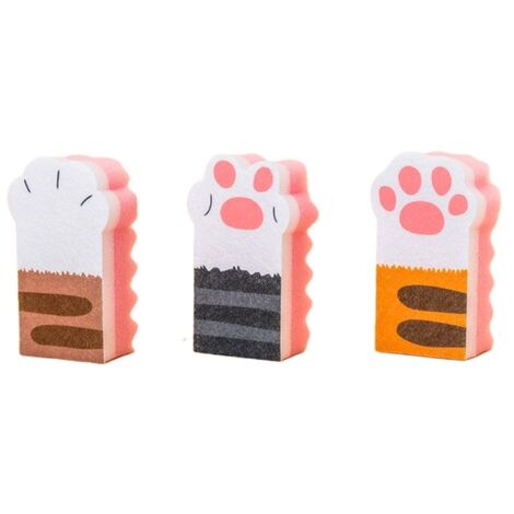 éponge à vaisselle patte de chat mignon, brosse magique, lingette de nettoyage, poêle à vaisselle, serviette en tissu, éponge de cuisine, tampon 3 pièces,dishes