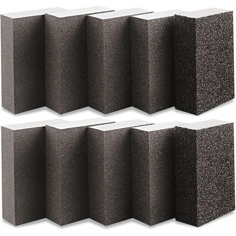 Trimec - Eponge abrasive et cale à poncer Éponge De Ponçage 10 Pièces Grain 600-800 Blocs De Ponçage 70 x 100 x 25 Mm Utilisation Humide Et Sèche