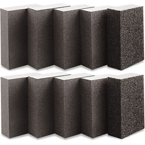 Eponge abrasive et cale à poncer   Éponge De Ponçage 10 Pièces Grain 600-800 Blocs De Ponçage 70 X 100 X 25 Mm Utilisation Humide Et Sèche Pour Bois Métal Peinture Lavable Et Réutilisable