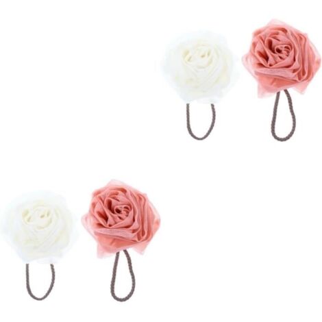 Éponge de bain - Fleur de Bain - 4 pièces - Rose - Maille - Luffa