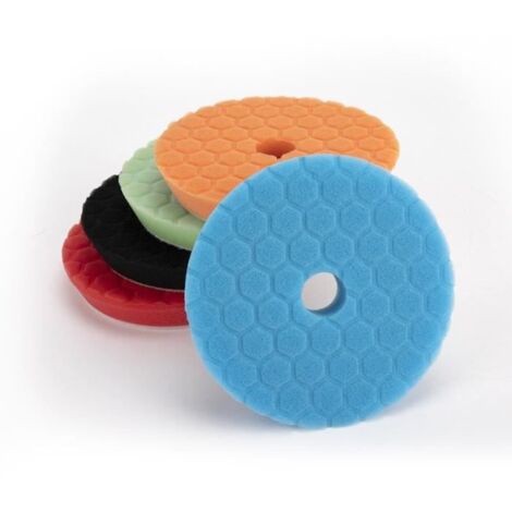 Éponge de Polissage, 5 Pièces 150mm Hex Logic Polissage Pad Éponge polir Kit pour Voiture Ponçage125mm RO, DA Polissage, AHLTS6M5