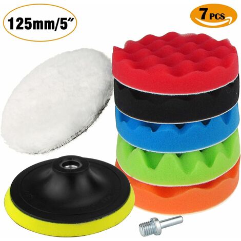 Éponge de polissage de 125 mm, éponge de polissage de voiture et paquets de cire de polissage de laine Tampons de polissage avec adaptateur de perceuse M10 - RWAuto et moto ›Entretien auto et moto› En