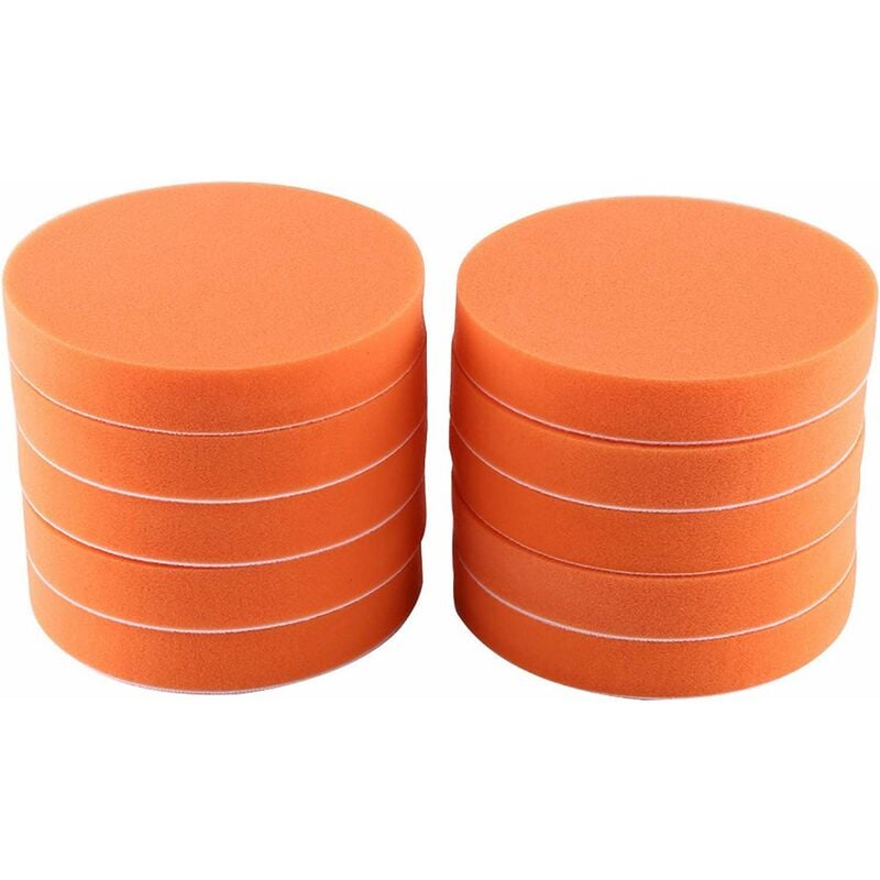 Ponge de Polissage pour Voiture, 10 Pcs/Lot 6 (150Mm) Éponge Polissage Polissage Cirage Pad Kit Outil pour Voiture Polisseur Tampon Orange Tampon de