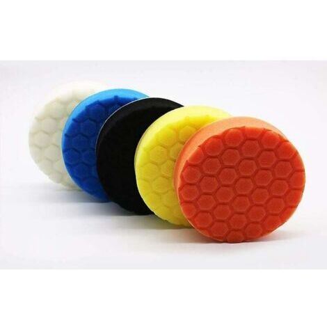 Éponge de Polissage, Set de Polissage,5 Pièces 150mm Hex Logic Polissage Pad Éponge polir Kit pour Voiture Ponçage Polissage pour 125mm RO/DA Polissage pour Polisseuse Machine à polir