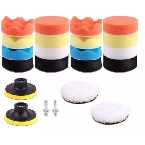 Éponge de polissage voiture – Kit complet 11 pièces avec adaptateur M10, tampons en laine et mousse pour polisseuse rotative ou orbitale