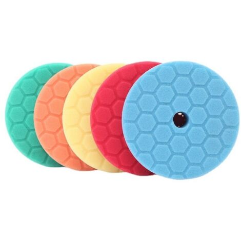 Éponge de Polissage,SPTA 5 Pièces 150mm Hex Logic Polissage Pad Éponge polir Kit pour Voiture Ponçage Polissage pour 125mm RO/DA Polissage pour Polisseuse Machine à polir