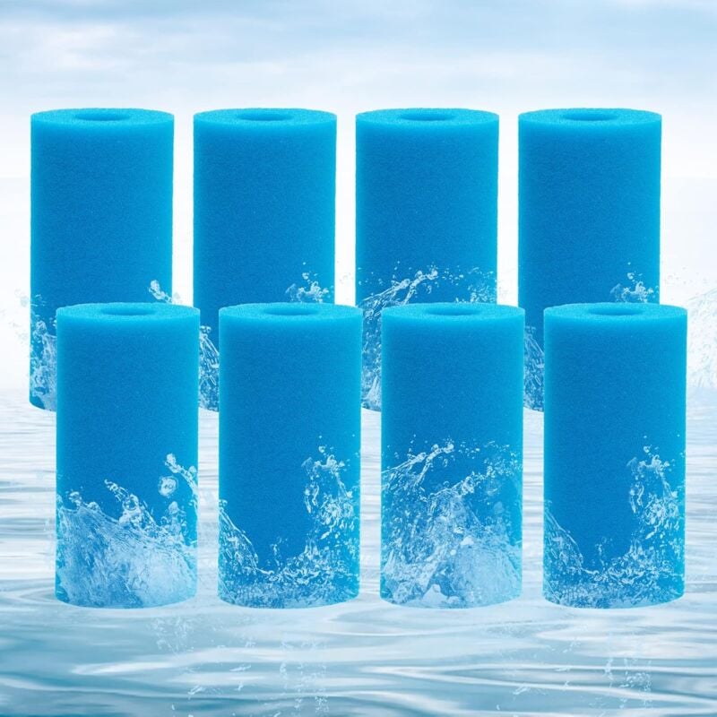 Ponge filtrante, filtre en mousse, filtre de piscine, éponge préfiltre en mousse, éponge lavable et réutilisable. (8 pièces)