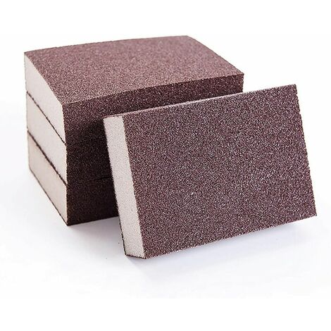 Eponges de ponçage Bloc d'éponge de polissage 10x7x2,5cm grains 80-100  marron（4Pcs）