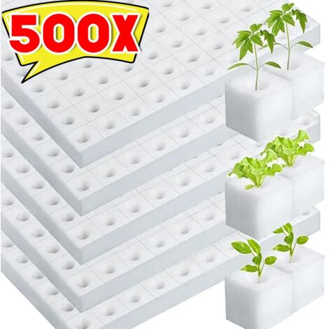 Éponges hydroponiques noires (100 pièces/1 feuille) pour la culture hors-sol de jeunes plants et de bourgeons de légumes en serre.