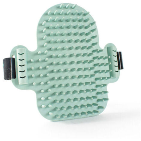 Épouiseur cactus en silicone [L10cm, Vert] - Brosse douce, Fixation velcro, Ajout bâton menthe chat