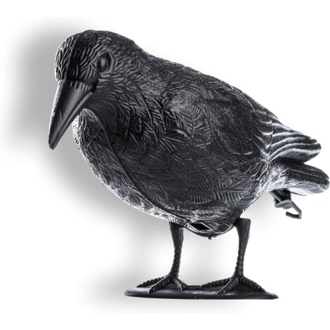 Épouvantail anti-oiseau en forme de corbeau 13x48x20cm, Corbeau Noir en Plastique-Epouvantail et effaroucheur
