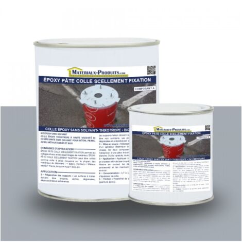 Matpro – Colle époxy 1 Kg – Pâte grise pour scellement béton et métal – Haute adhérence – Viscosité élevée – Sans solvant