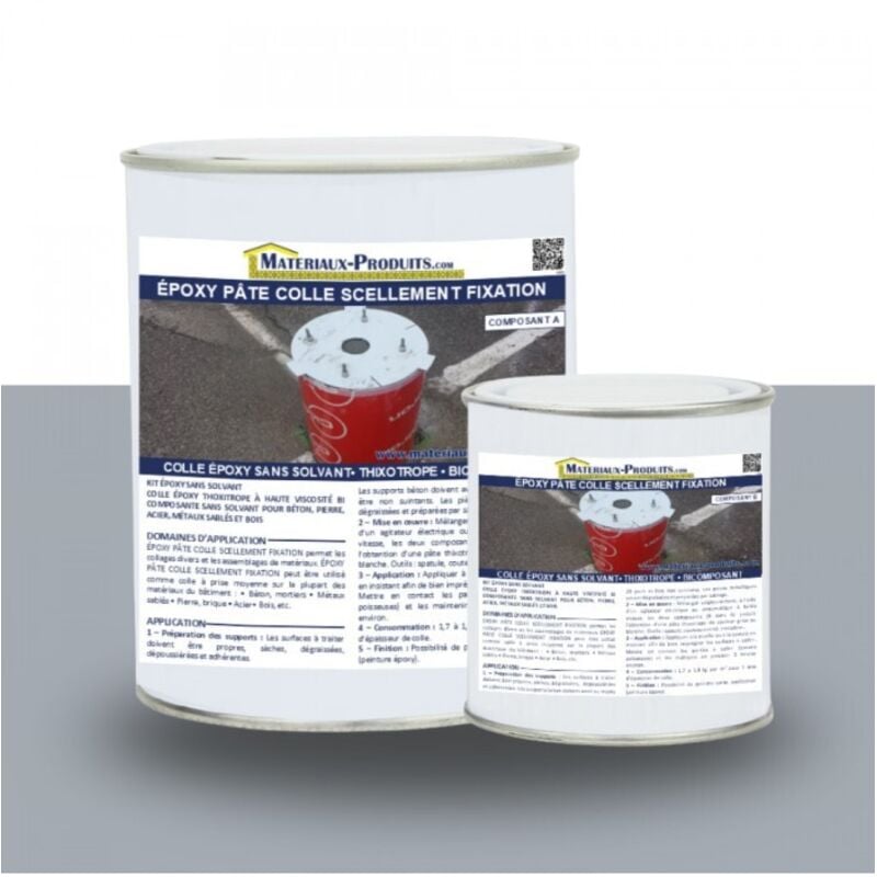 Matpro - Epoxy pâte colle scellement fixation - 1 Kg Gris béton