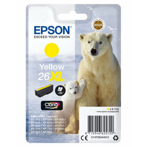 Epson 26XL Original Druckerpatrone Gelb mit hoher Kapazität T2634 (C13T26344012)