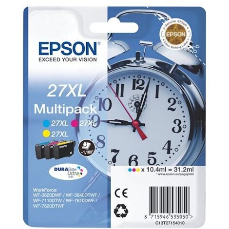 Epson 27XL Pack cartouche haute capacité de 3 couleurs pour imprimante jet d'encre