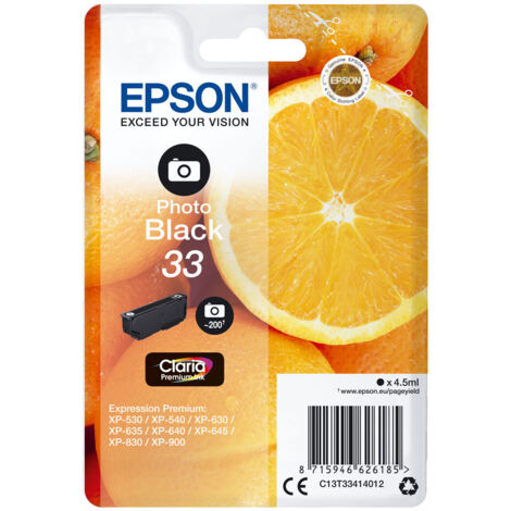 Epson C13T33414012 Druckerpatrone 33 Photo schwarz Claria Premium Ink (C13T33414012)