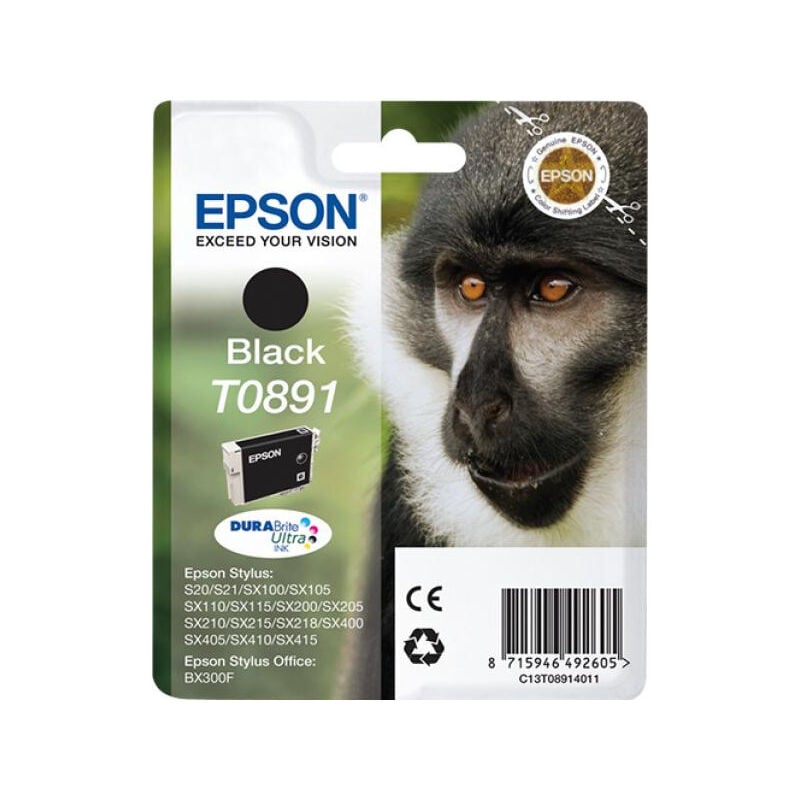 EPSON Cartouche d'encre T0891 Noir - Singe (C13T08914011)